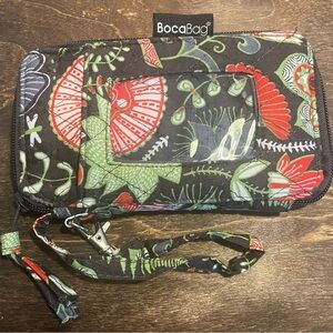 Floral Wristlet - Black and Red